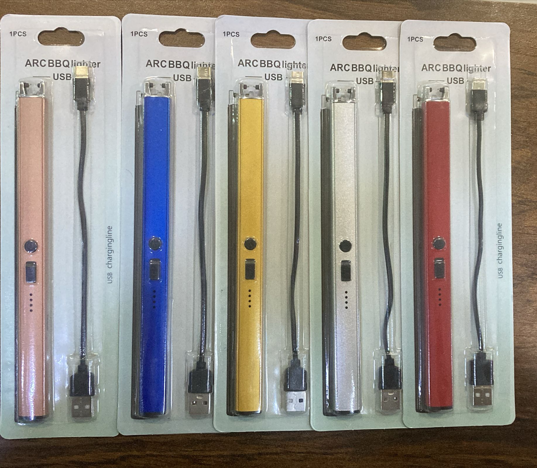 Gas Lighter Long with New Slide Out Design USB Gas Lighter Rechargeable with LED Display, Plasma Arc Lighter (Random col