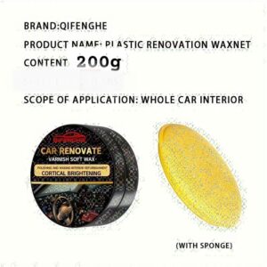 QIFENGHE Car Plastic Restorer - Auto Interior & Panel Renewal Wax Coating Agent Car Wax Car Wax Polish 200gm + spong