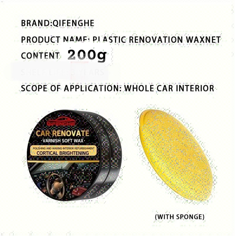 QIFENGHE Car Plastic Restorer - Auto Interior & Panel Renewal Wax Coating Agent Car Wax Car Wax Polish 200gm + spong