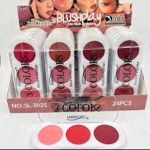 3 Color Makeup Blush Palette Mineral Powder Red Rouge Long Lasting Natural Cheek Blusher (random color)