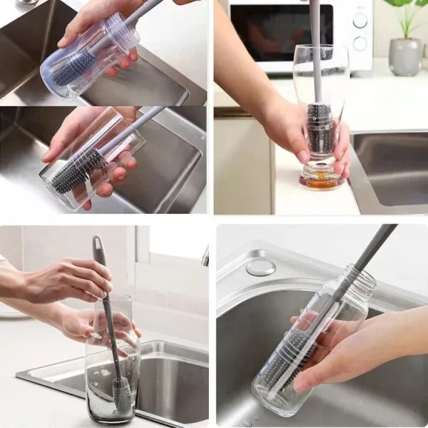 1 pcs Silicone Feeder Bottle Brush Glass Brush Cup Brushes Long Handle | Silicone Bottle Cleaning Brush With Long Handle