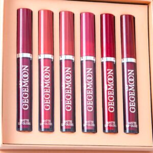 GEGEMOON 6 Colors Long Lasting Velvet Lips Tint Liquid Lipsticks Waterproof Non-Stick Cup Lip-gloss Gift Set