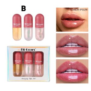 Set Of 3 Lip Oil Gloss Volumising Lip Plump Enhancer Fuller Lip Plumper Base Set