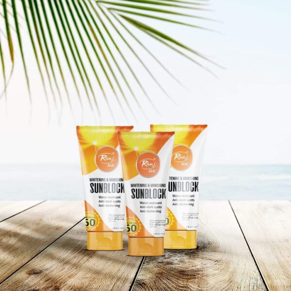 Rivaj UK Sun Block Spf 60 Original Rivaj UK Whitening & Vanishing Sun Block SPF / PA+++ 60 (150 ML)
