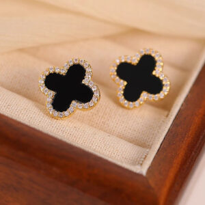 Stainless steel Flower zircon studs Earrings