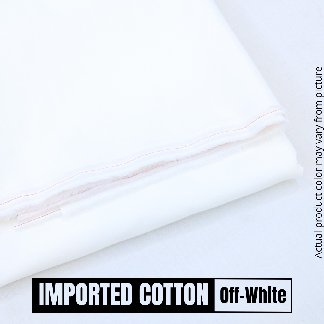 2 Piece OFF WHITE UNSTITCHED FABRIC Gents Cotton