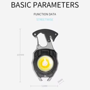 Multifunction Keychain COB Work Lights Strong Magnet Mini Torch with Cigarette Lighter Screwdriver USB Rechargeable Flas