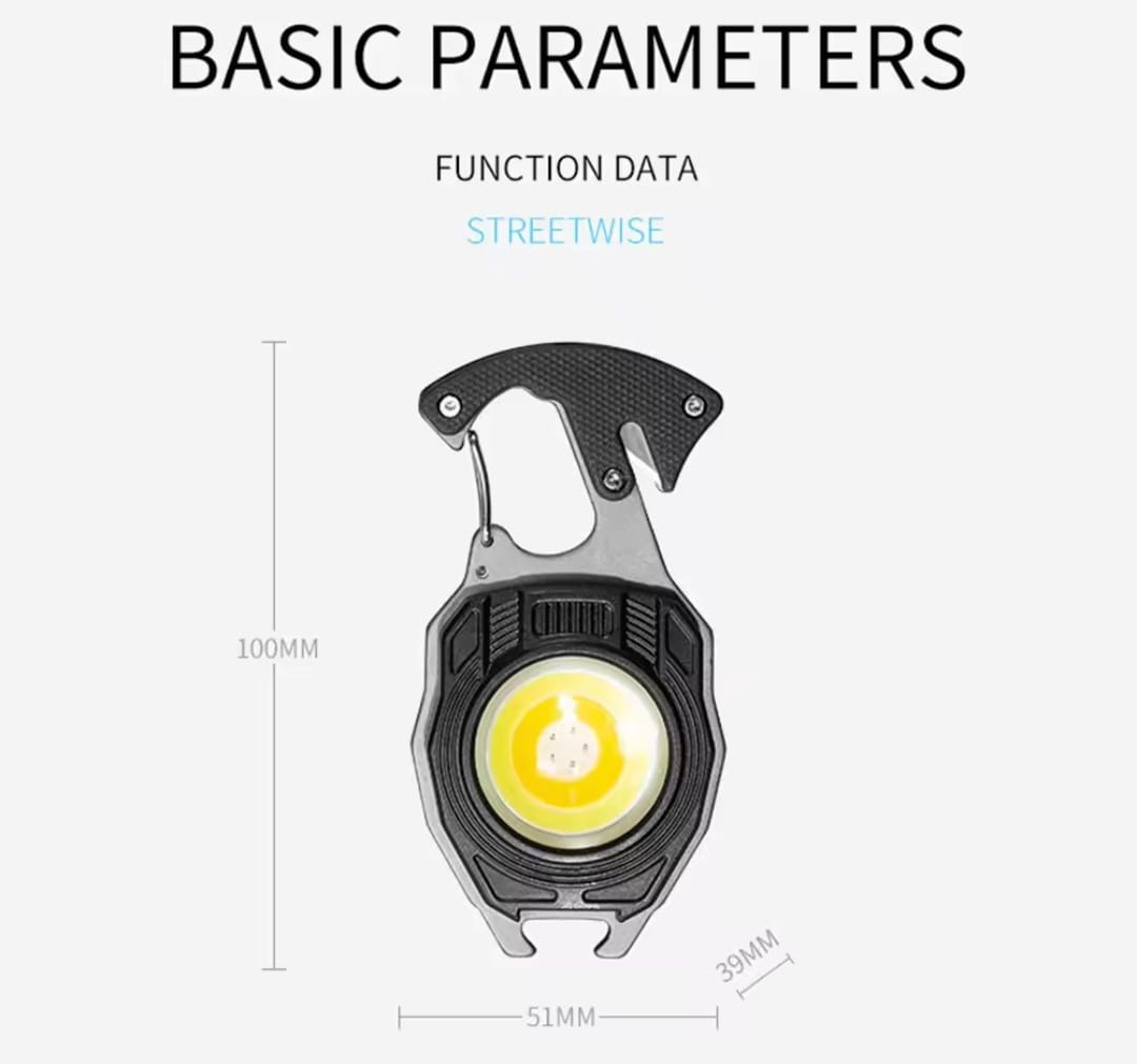 Multifunction Keychain COB Work Lights Strong Magnet Mini Torch with Cigarette Lighter Screwdriver USB Rechargeable Flas