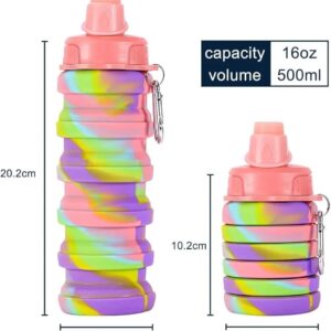 Expandable Silicone Sipper Water Bottle for Sports, Trekking, Cycling, Gym, School Water Bottle with Snap Hook 500 Ml (r