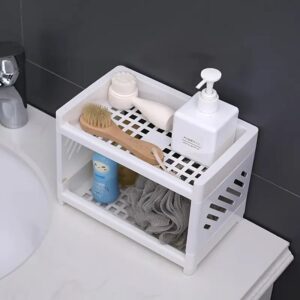 Desktop Double-Layer Plastic Storage Holder Rack Cosmetic Box Kitchen Bathroom Desk Shelf Organizer Office Supplies Stat