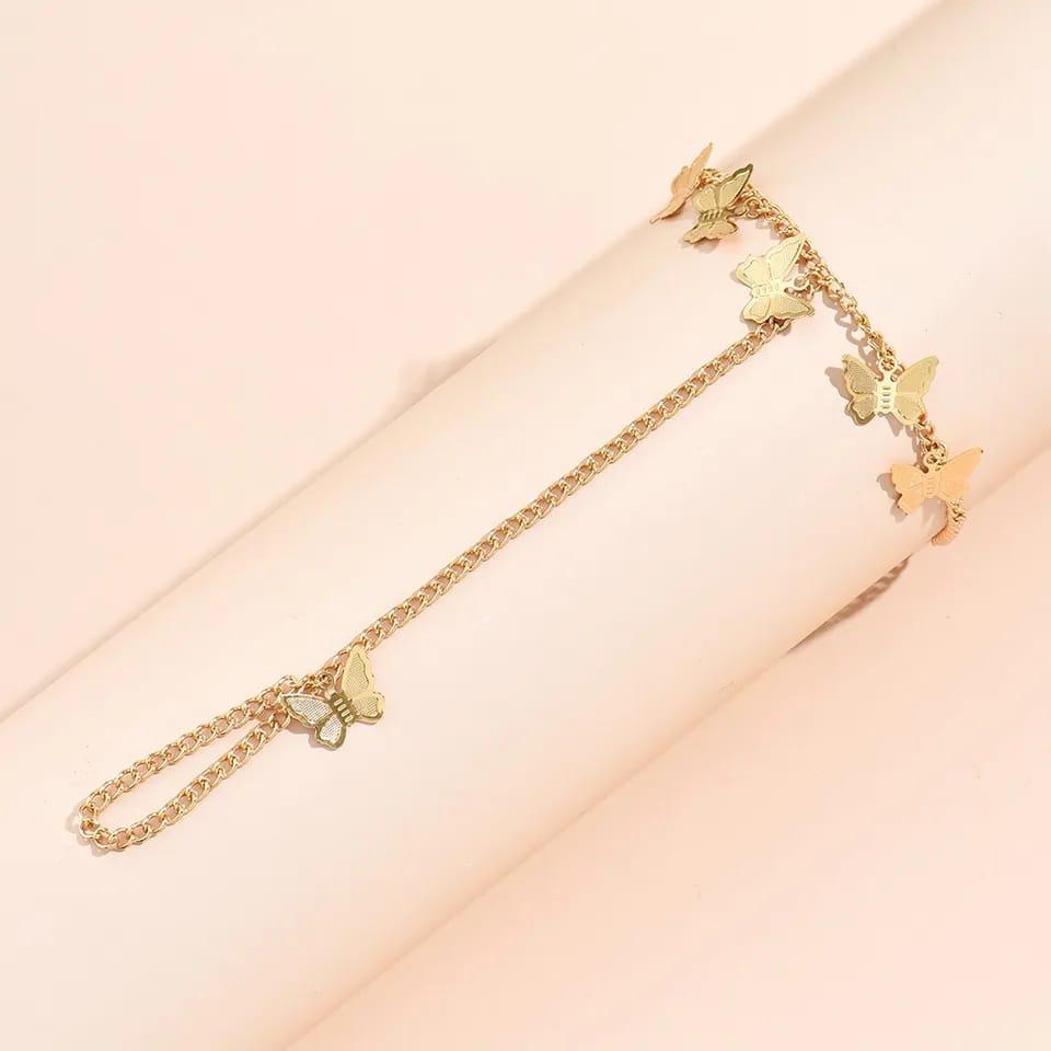 Beautiful Butterfly Hand Charm Bracelet for Girls – Elegant Alloy Bracelet (Golden & Silver)