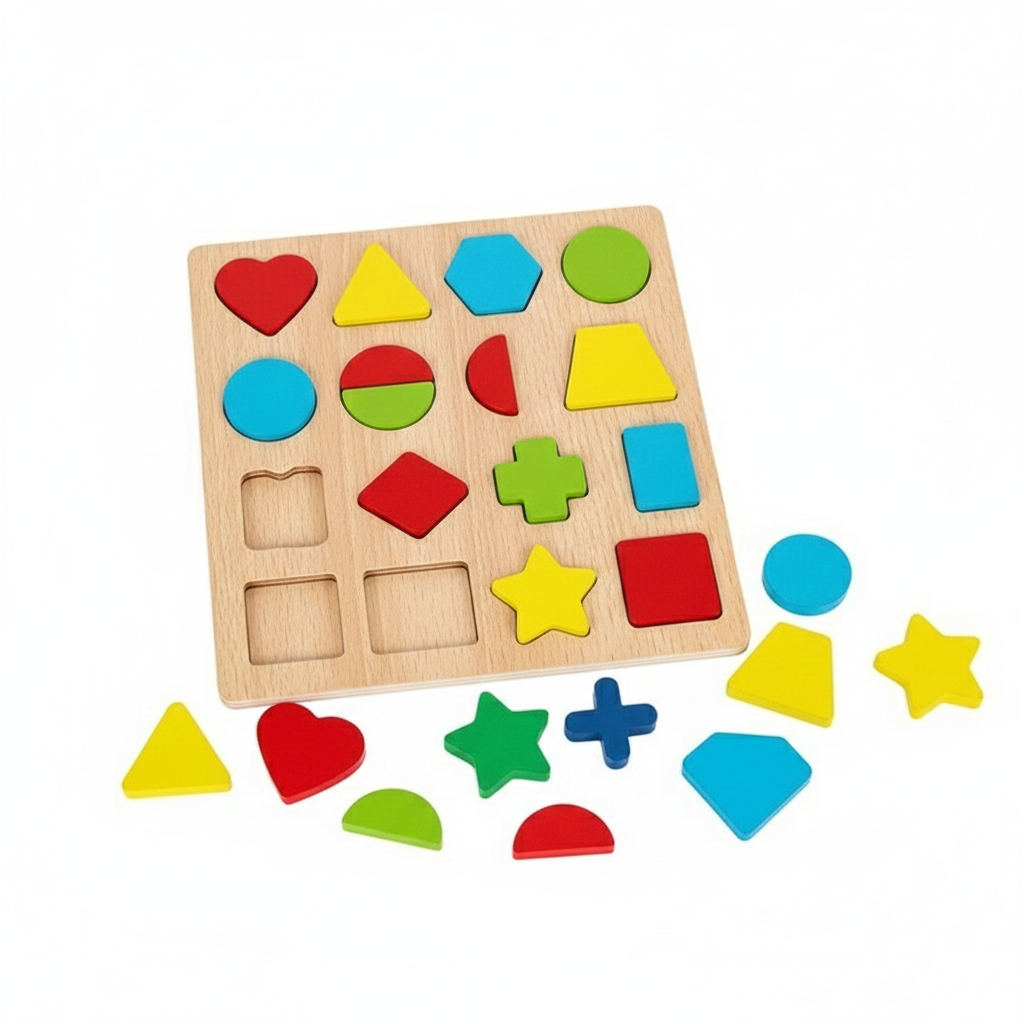 Wooden ABC Alphabet & Shape Puzzle Board For Kids | Colorful Learning Letters Educational Toy