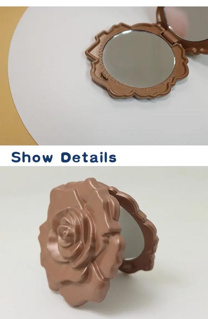 Beautiful Rose Shaped wooden colours Personalized Vintage Pocket Portable Small Size Plastic Makeup Cosmetic Mirror (pac
