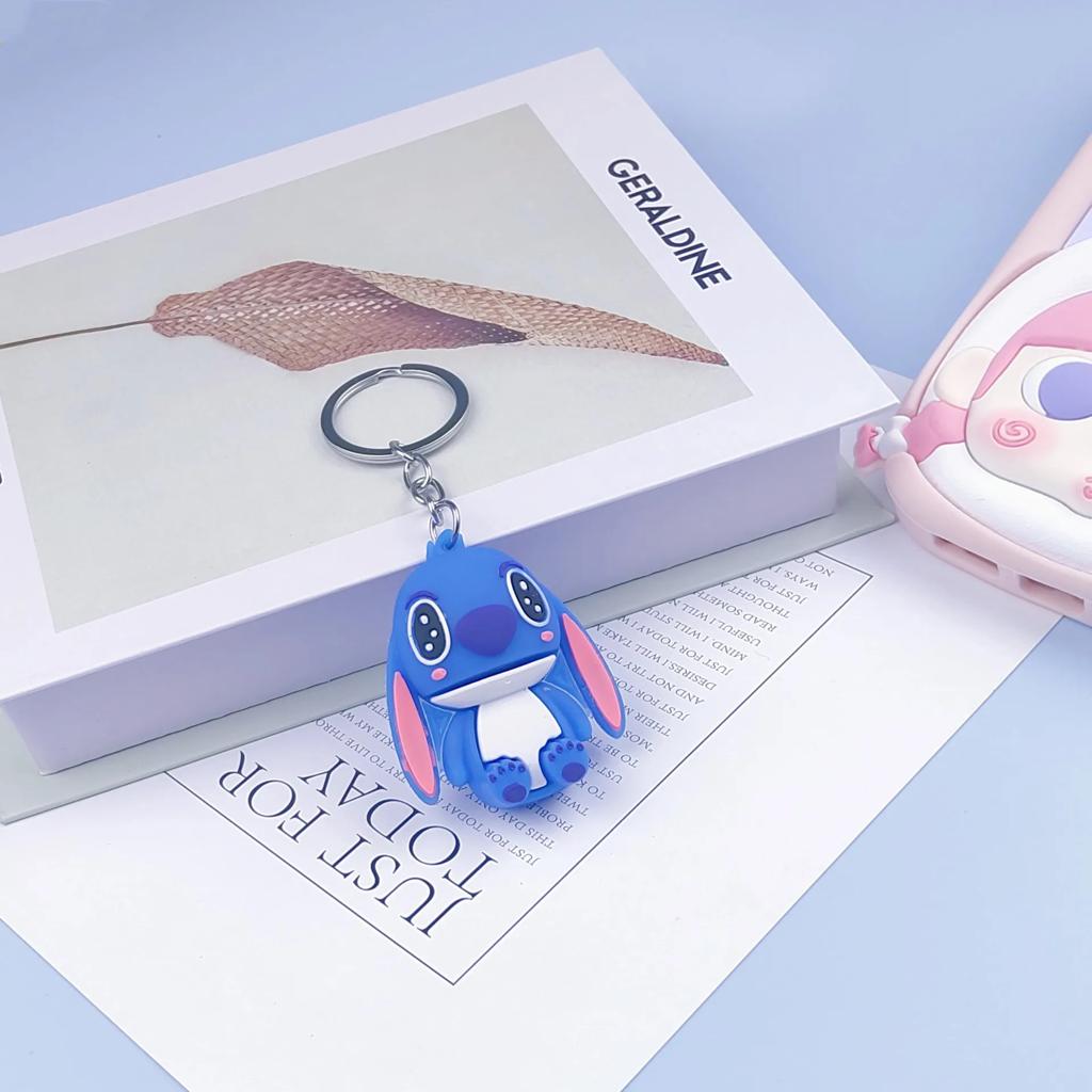 New Style Stitch Car Keychain couple Cartoon Anime Animal 3D Soft Silicone PVC Key Ring Lovers Gift Rubber Key Holder ..
