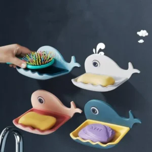 Whale Fish Shaped Soap Holder for Bathroom | Wall Mounted Soap Bar, Holder Rack for Shower Wall, Kitchen, Bathroom - ran