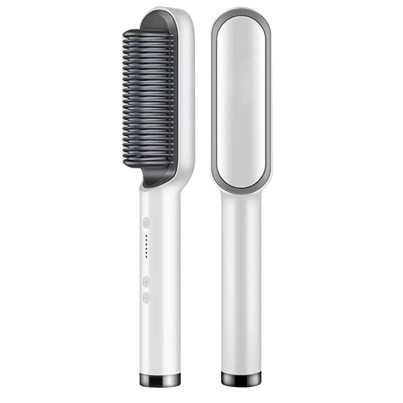 Hair Straightener Iron Brush Straight Hair Comb 2-in-1 Hair Straightener Curling Professional Styling Brush Hair Curler
