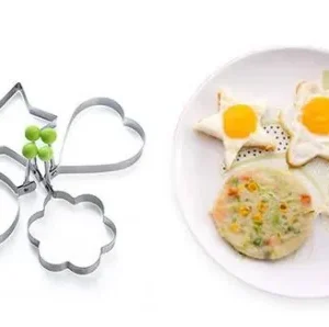 Pack Of 4 New Mould Style Fried Egg Pancake Shaper | Egg Shaper Kitchen Tools Star, Heart, Round, Flower Shaped Stainles