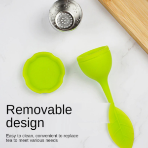 Silicone Tea Infuser - Stainless Steel Strainer Drip Tray Included (random color)