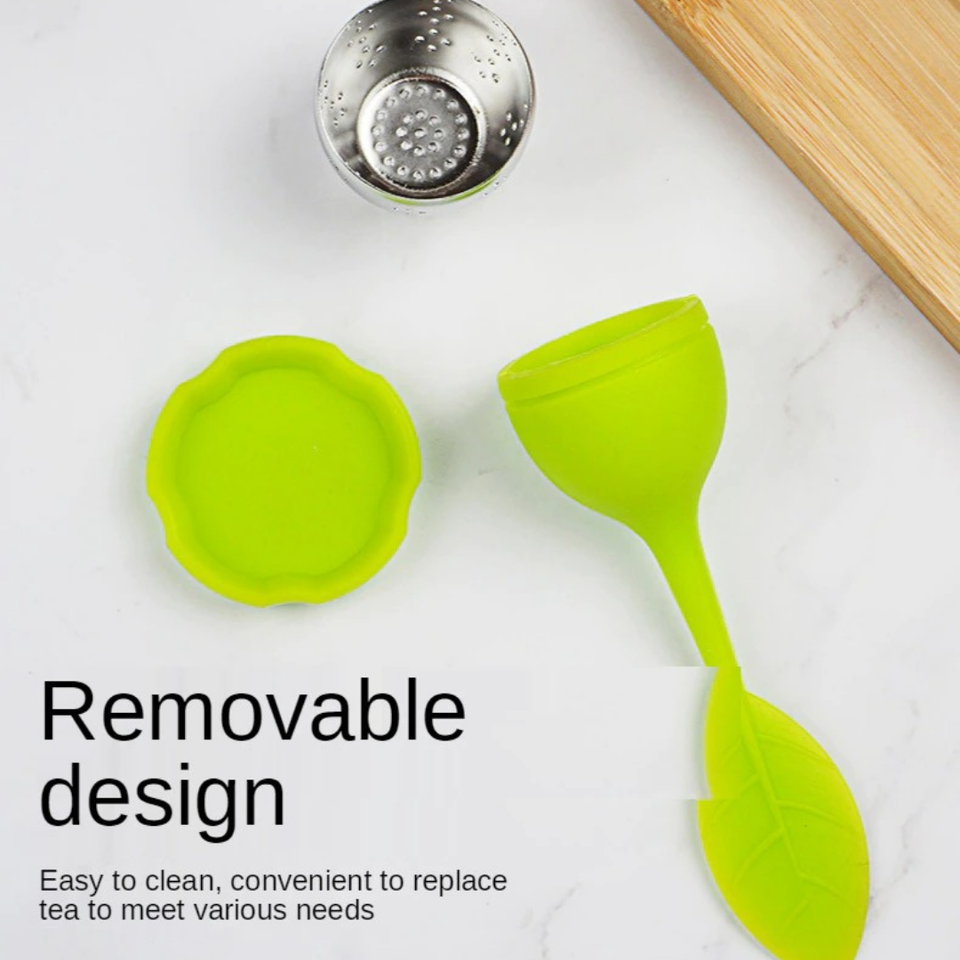 Silicone Tea Infuser - Stainless Steel Strainer Drip Tray Included (random color)