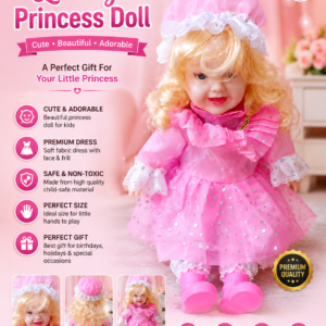 Lovely Princess Doll For Kids With Premium Lace And Frill Dress Soft Fabric And Durable Kid-Friendly Design For Birthdays Holidays And Special Occasions