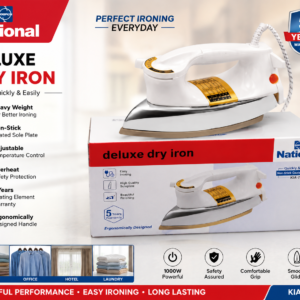 National Deluxe Heavy Weight Dry Iron (KIA-77T) – 1000W Non-Stick Soleplate