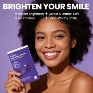 Purple Teeth Whitening Strips for Sensitive Teeth, 30-Minute Fast Acting Colour Corrector for White Teeth, Enamel Safe Teeth Whitener 7 Strips China