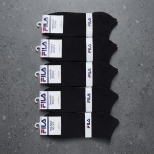 Fila Cotton Trainer Ankle Socks - Apparel Product Designed For Footwear Wear And Daily Comfort Routine - Pack of 10 Pairs (Black, Size 9-13)