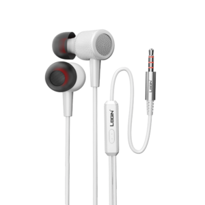 Login Wired Earphones – White ABS Plastic In-Ear Earphones with Microphone