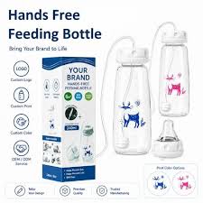 Handsfree Baby Feeding Bottle 240ml with Silicone Tube, Straw Brush & Nipple | BPA-Free Handsfree Feeder | Random Color