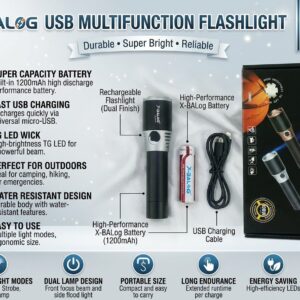 X BALOG USB Multifunction Flashlight Durable Portable Powerful Practical Choice For Emergency Outdoor Camping And Daily Use