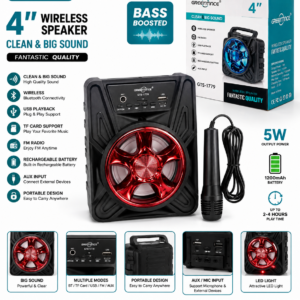 Greeintince GTS-1779 4" Wireless Speaker with Wired Microphone