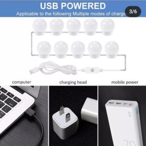 Vanity Light LED Bulbs for Makeup Mirror Stand 10 Bulbs with 3 Light Modes