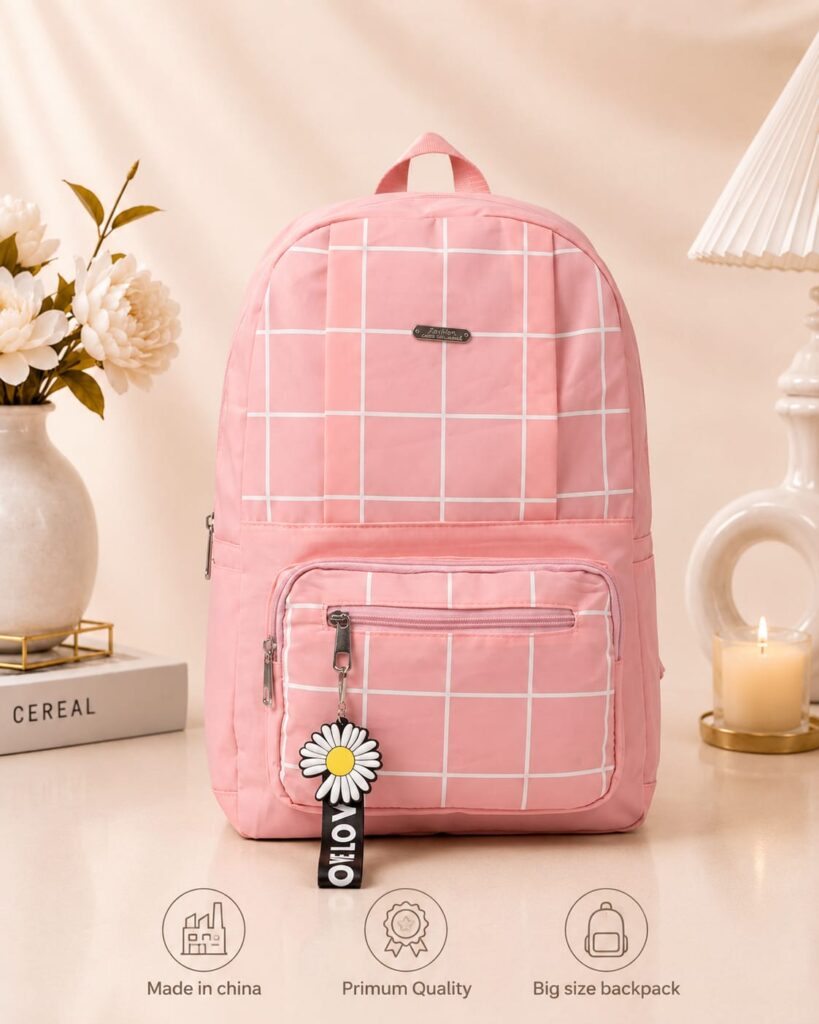 Premium Grid Design Backpack for Students | Lightweight School & College Bag