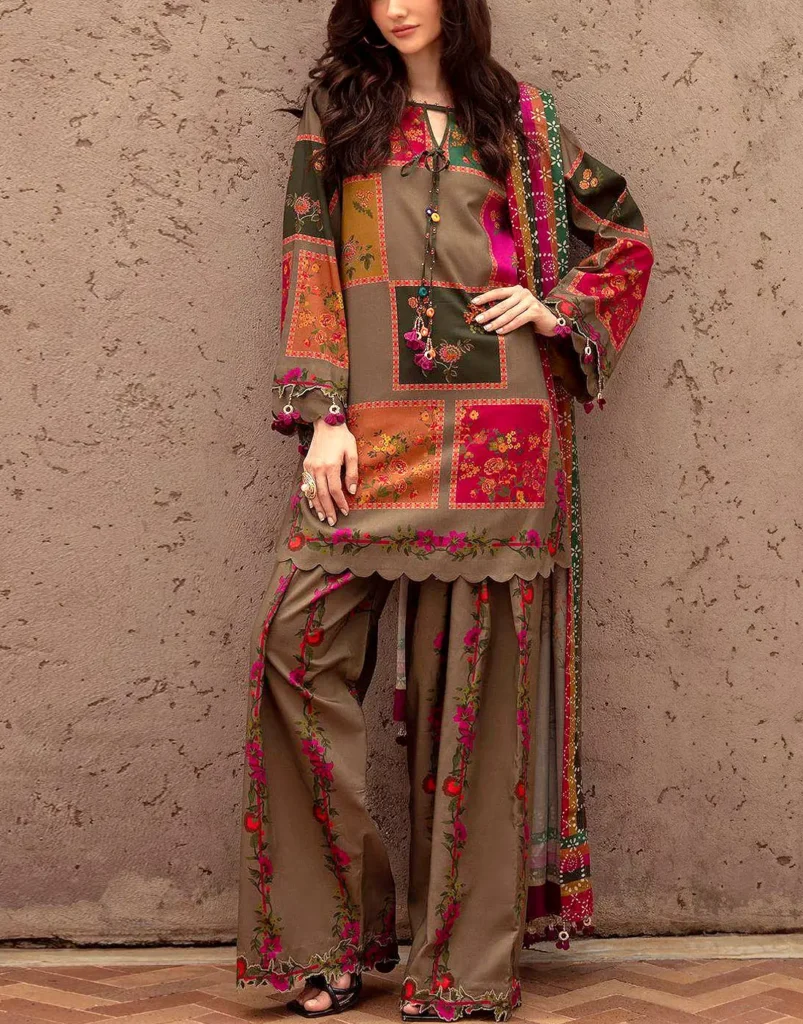 Trendy All-Over Digital Print Swiss Lawn 3 Piece Unstitched Dress with Soft Chiffon Dupatta – Lawn Collection 2026