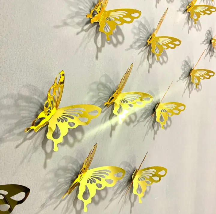 10 Pcs 3d Butterfly Mirror Acrylic Wall Art Laser Cut DIY Design Decoration Piece for Home Decor Living Room and Kitchen