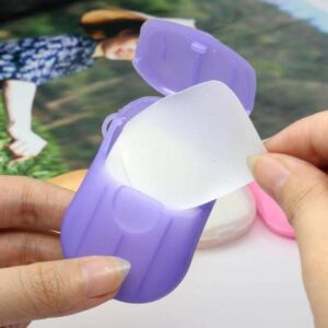 20Pcs Portable Disposable Soap Paper Sheets – Mini Travel Hand Washing Soap Papers for Outdoor, Camping & Hiking