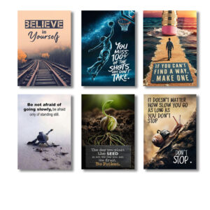Pack Of 6 Motivational Quotes Sticky Wooden Canvas Frames For Wall Decore / Motivation Sticky Phototiles For Office And Room Wall Decoration MA-50