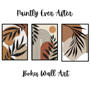 Set of 3 Abstract Botanical Wall Art Frames – 8x11" MDF with Sticky Backing