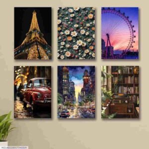 6 PC Wall Art Decor Cardboard Phototiles Durable Stylish Elegant And Modern Decorative Home And Office Collection