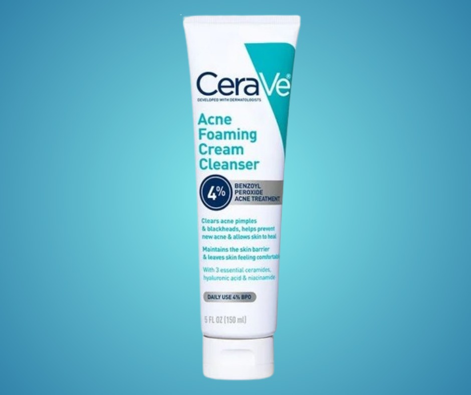 CeraVe Acne Foaming Cream Cleanser – 4% Benzoyl Peroxide Treatment 120ml