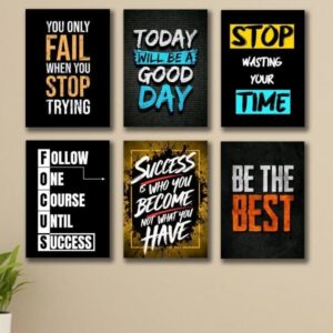 Set of 6 Motivational Wall Art Wooden Phototile Frames for Wall Decor