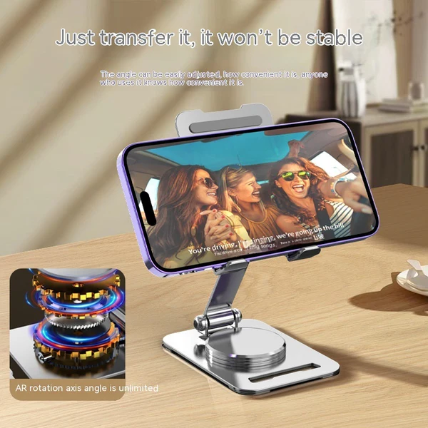 360-Degree Rotate Metal Desk Mobile Phone & Tablet Holder Stand (Random Color)