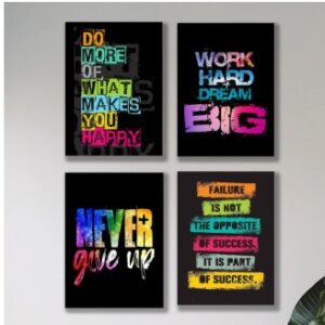 Set of 4 Motivational Wall Art Wooden Phototile Frames for Wall Decor