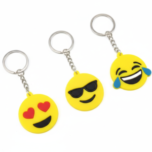 Pack of 3 Assorted Round Emoji Reaction Keychains β Plastic Smiley Face Charms (Random Designs)