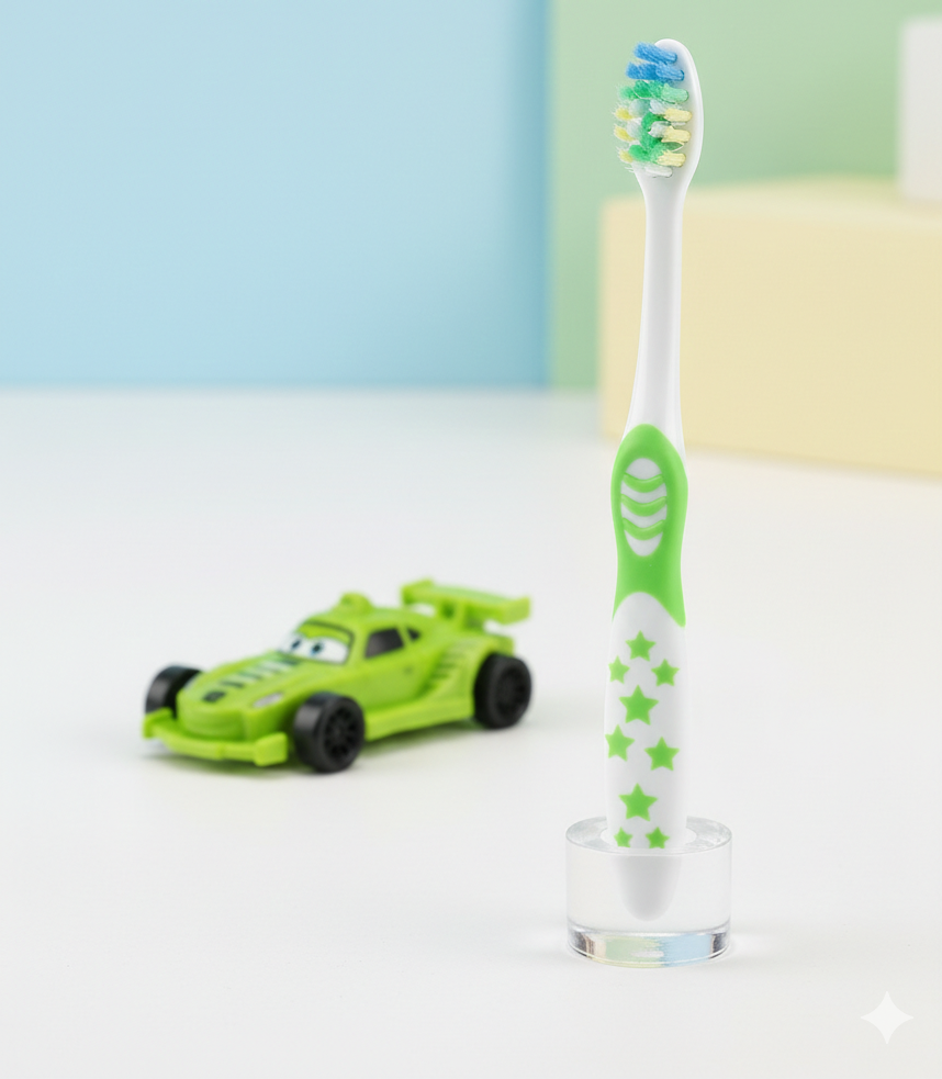 DORCO Children’s Soft Toothbrush with Fun Toy & Protective Case – Gentle Care for Kids’ Teeth & Gums (Random Design)