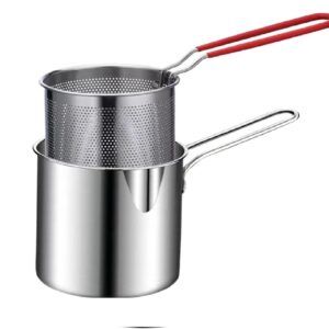 Stainless Steel 1200Ml Deep Fryer Pot with Strainer – Heavy-Duty Frying Pan