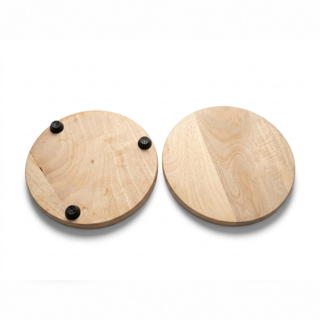 White & Brown Wooden Patra Board – Roti, Chapati & Paratha Making Base