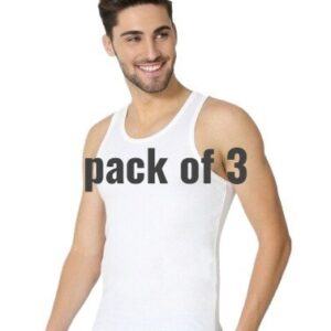 Pack of 3 White Men's Vest (Banyan) – Soft Cotton Sleeveless Undershirt for Daily Wear