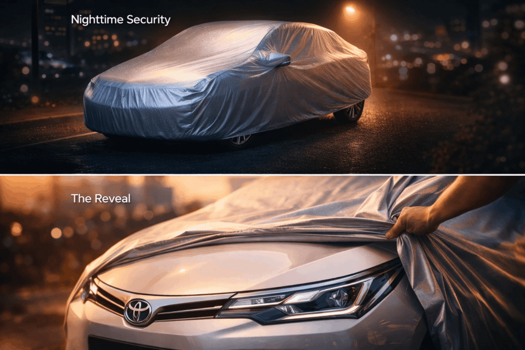 Toyota Corolla (2006–2023) Silver Parachute Car Top Cover – Waterproof, Dustproof, Heat Resistant Full Body Protection