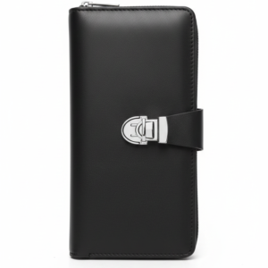 Premium Leather Travel Organizer Wallet with Metal Lock Closure